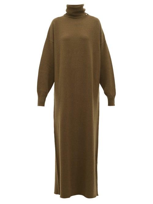 Matchesfashion.com Extreme Cashmere - No.119 Protection Cashmere Blend Sweater Dress - Womens - Dark Khaki