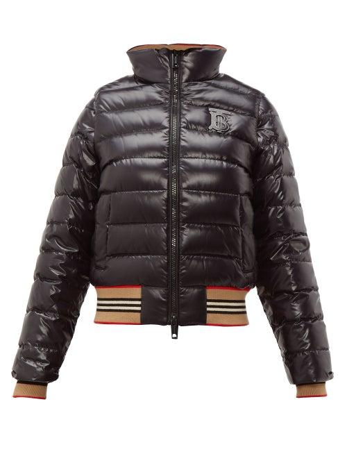 Matchesfashion.com Burberry - Icon Stripe Detachable Sleeve Down Jacket - Womens - Black Multi
