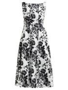 Matchesfashion.com Erdem - Kinsey Rosechine Jacquard Cotton Blend Midi Dress - Womens - Black White