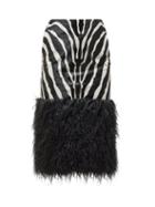 Matchesfashion.com Saint Laurent - Zebra Print Calf Hair Skirt - Womens - Black White