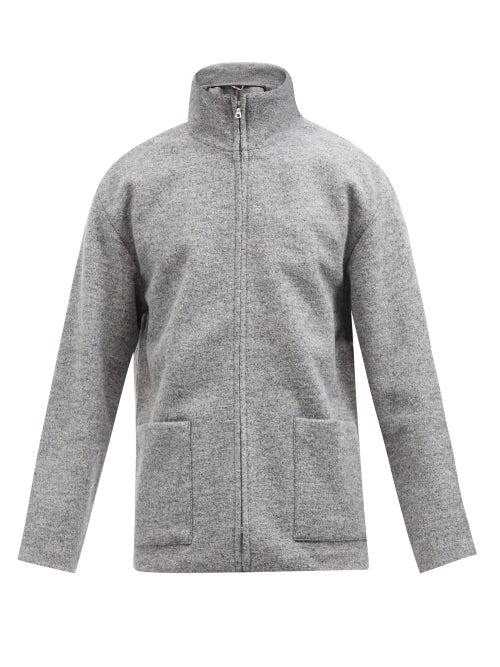 Auralee - High-neck Wool-jersey Track Top - Mens - Grey