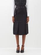 Sacai - Belted Cotton-blend Midi Skirt - Womens - Black
