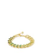 Fry Powers - Grass Enamel & 14kt Gold-plated Bracelet - Womens - Green Multi