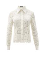 Matchesfashion.com Dolce & Gabbana - Scalloped-hem Floral-lace Shirt - Womens - White