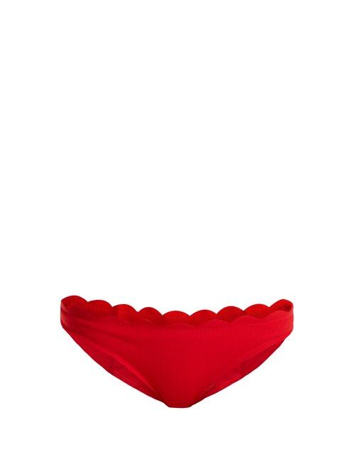 Matchesfashion.com Marysia - Santa Barbara Scallop Edged Bikini Briefs - Womens - Red