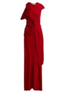 Matchesfashion.com Roland Mouret - Goldberg Asymmetric Draped Gown - Womens - Red