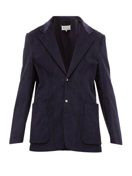 Matchesfashion.com Maison Margiela - Single Breasted Cotton Corduroy Jacket - Mens - Navy