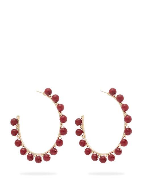 Matchesfashion.com Rosantica By Michela Panero - Dada Beaded Hoop Earrings - Womens - Burgundy