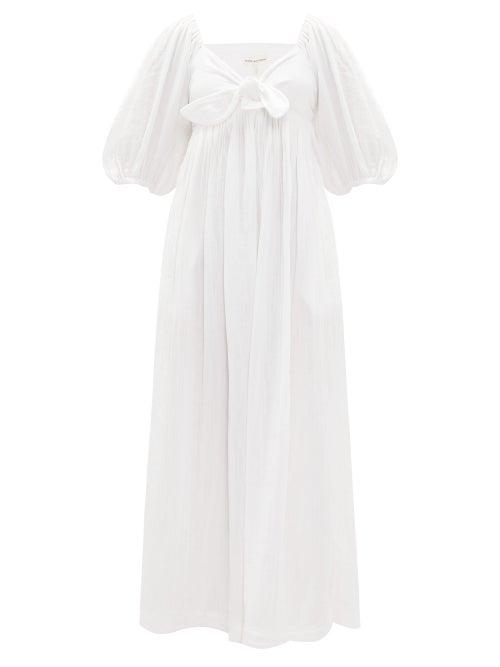 Matchesfashion.com Mara Hoffman - Violet Knotted Organic-cotton Midi Dress - Womens - White