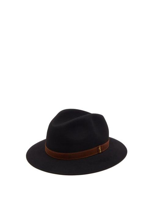 Matchesfashion.com Borsalino - Suede Trim Felt Fedora Hat - Mens - Black