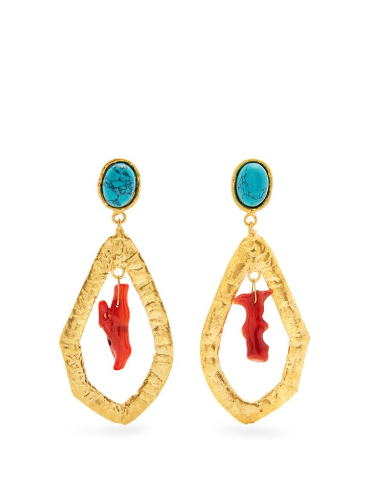 Sylvia Toledano Corail Gold-plated Clip-on Drop Earrings