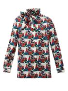 Matchesfashion.com Valentino - Lovers Print Pussy Bow Silk Blouse - Womens - White Print