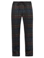 Matchesfashion.com Meng - Rectangle Print Silk Satin Pyjama Trousers - Mens - Black Multi