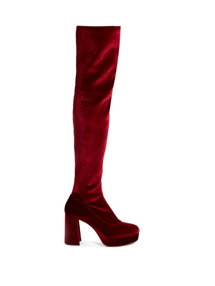 Miu Miu Velvet Block-heel Over-the-knee Boots