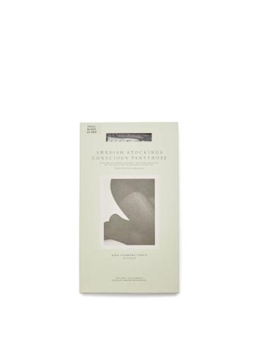 Ladies Lingerie Swedish Stockings - Nina Fishbone 40-denier Tights - Womens - Black