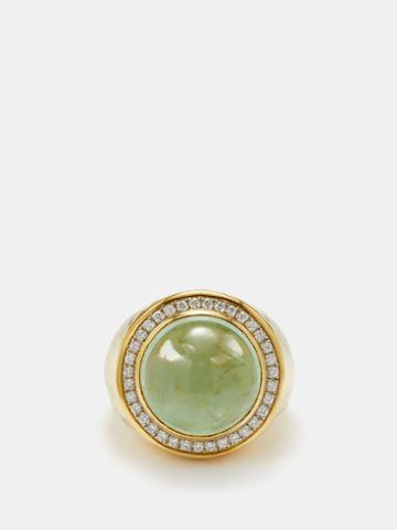 Octavia Elizabeth - Blossom Diamond, Beryl & 18kt Gold Ring - Womens - Green Multi