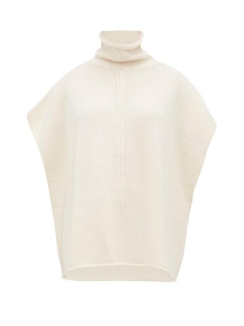 Matchesfashion.com Joseph - Roll Neck Wool Blend Poncho - Womens - Ivory