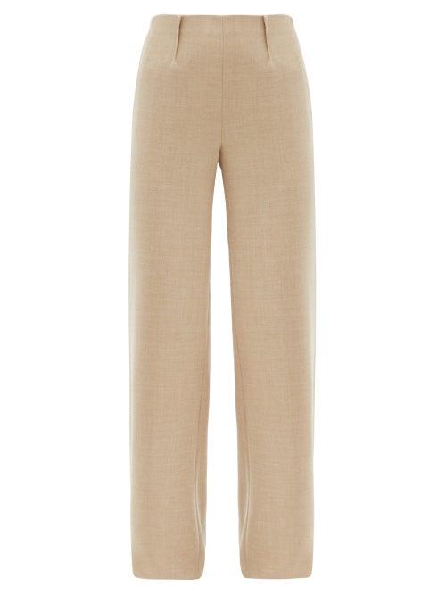 Matchesfashion.com Altuzarra - Luther Wool-blend Wide-leg Trousers - Womens - Beige