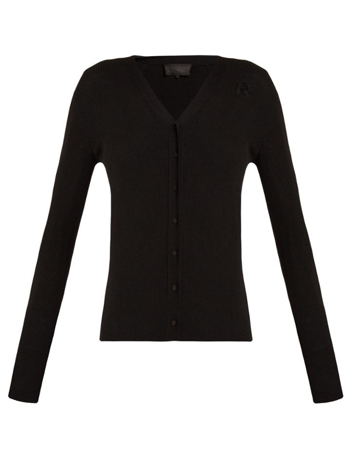 Rochas Logo-embroidered Wool Cardigan