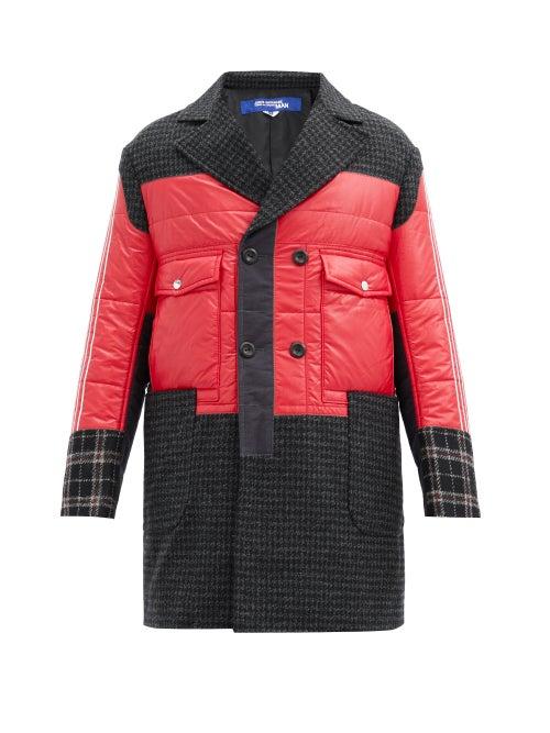 Matchesfashion.com Junya Watanabe - Padded-bodice Houndstooth Wool-tweed Coat - Mens - Red Multi