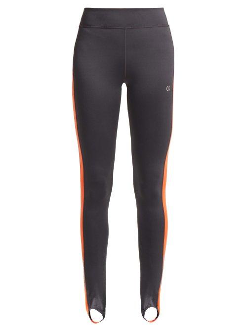 Matchesfashion.com Calvin Klein Performance - Side Stripe Stirrup Leggings - Womens - Dark Grey