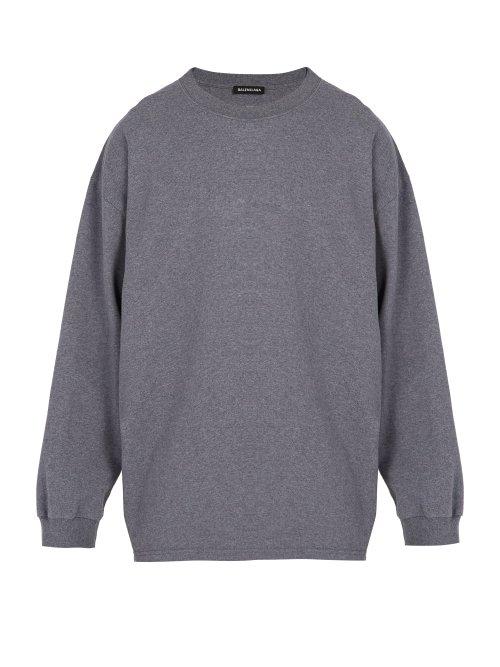 Matchesfashion.com Balenciaga - Self Diagram Print Cotton Sweatshirt - Mens - Grey
