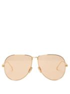 Matchesfashion.com Fendi - Baguette Aviator Metal Sunglasses - Womens - Pink