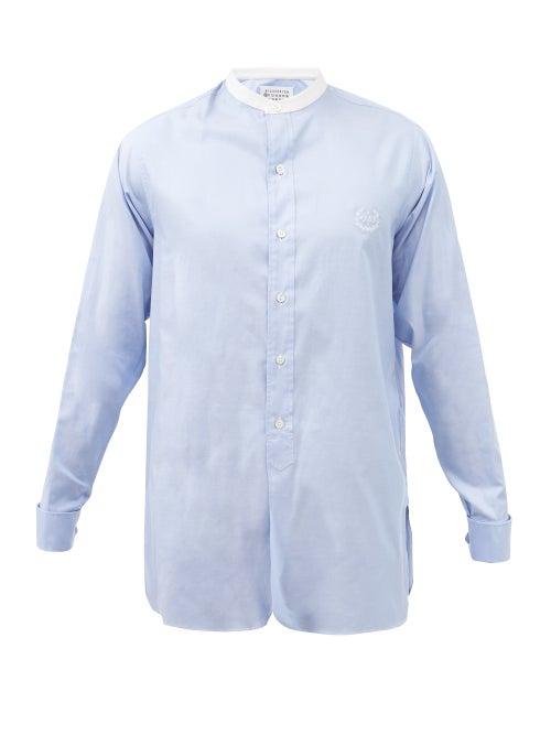 Maison Margiela - Logo-embroidered Cotton-poplin Shirt - Mens - Blue