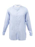 Maison Margiela - Logo-embroidered Cotton-poplin Shirt - Mens - Blue