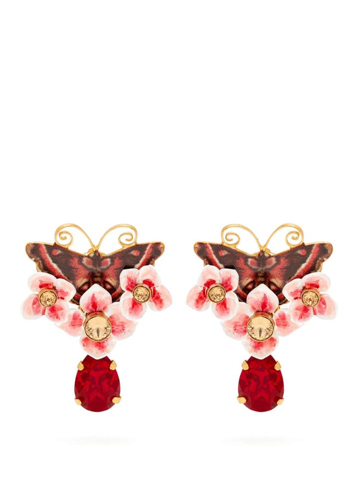 Dolce & Gabbana Butterfly And Crystal Drop Earrings