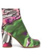 Matchesfashion.com Maison Margiela - Tabi Flamingo Print Split Toe Leather Boots - Womens - Multi