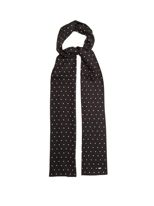 Saint Laurent - Cassandra Polka-dot Silk-satin Scarf - Mens - Black