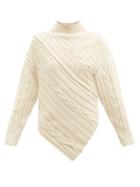 Proenza Schouler - Bias-cut Cable-knit Wool-blend Sweater - Womens - Cream