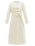 Matchesfashion.com Roland Mouret - Edintore Pleated Wool-crepe Coat - Womens - White