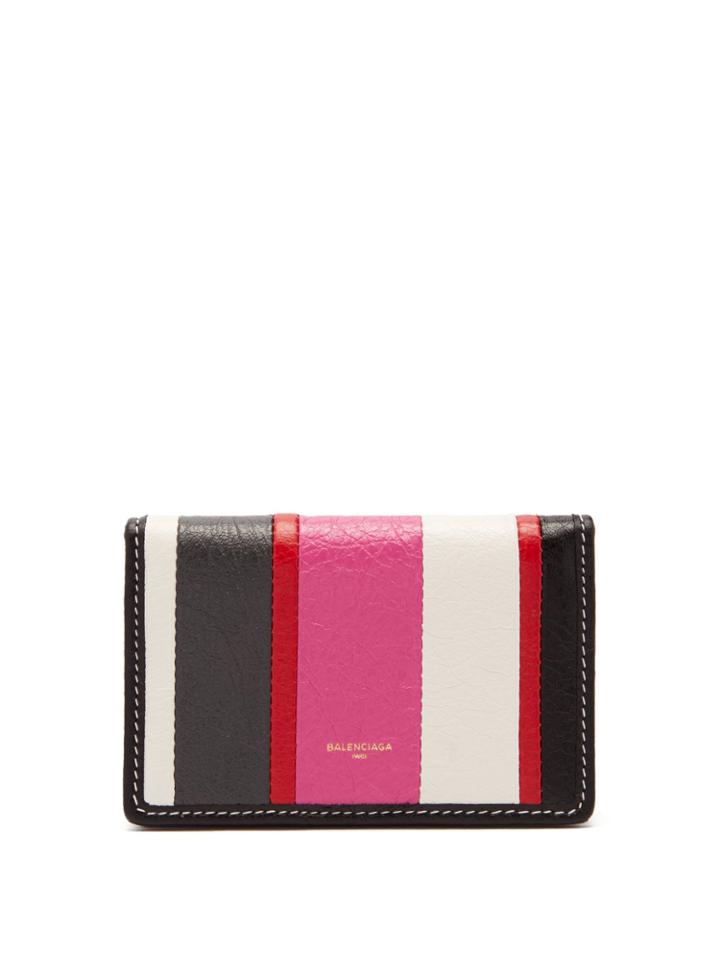 Balenciaga Bazar Striped Leather Wallet