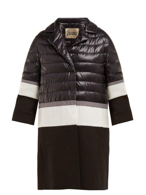 Matchesfashion.com Herno - Padded Down And Gabardine Coat - Womens - Black Multi