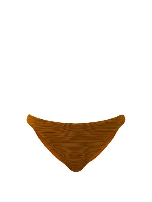 Matchesfashion.com Mara Hoffman - Reva High-cut Pliss Bikini Briefs - Womens - Dark Green