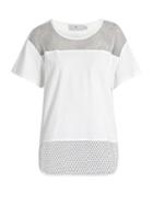 Adidas By Stella Mccartney Mesh-panelled Cotton T-shirt