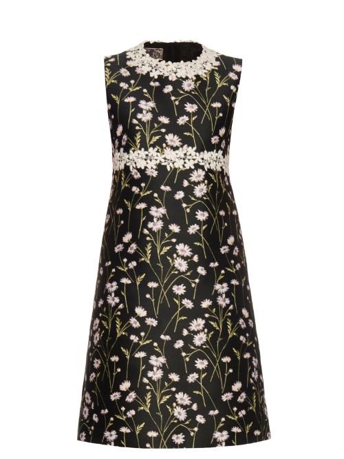 Giambattista Valli Daisies-embroidered Sleeveless Twill Dress