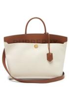 Matchesfashion.com Burberry - Society Canvas And Leather Tote Bag - Womens - Cream Multi