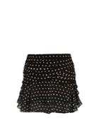 Saint Laurent Polka-dot Print Ruffled Silk Mini Skirt