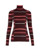 Moncler Roll-neck Striped Ribbed-knit Wool Sweater