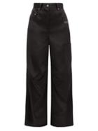 Matchesfashion.com Off-white - Patch Pocket Satin Wide Leg Trousers - Womens - Black