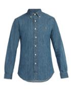 Matchesfashion.com Polo Ralph Lauren - Logo Embroidered Slim Fit Chambray Shirt - Mens - Denim
