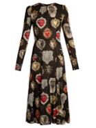 Dolce & Gabbana Heart-print Round-neck Midi Dress