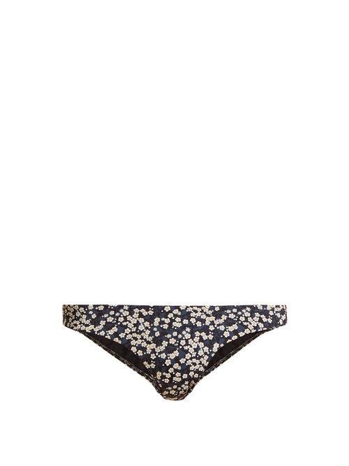 Matchesfashion.com Matteau - The Classic Blossom Print Bikini Briefs - Womens - Black Navy