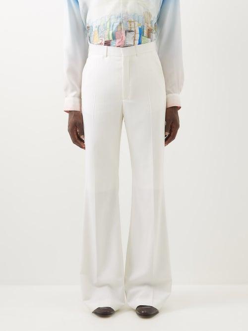 Casablanca - High-rise Wool Flared Suit Trousers - Mens - White