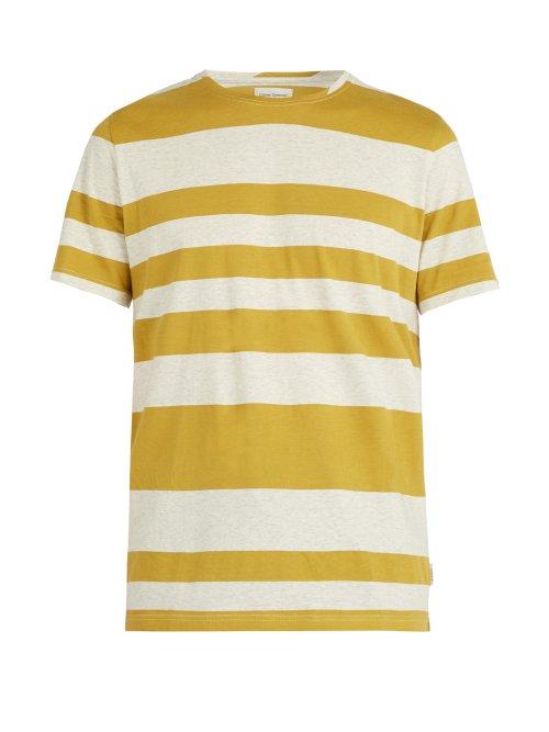 Matchesfashion.com Oliver Spencer - Conduit Crew Neck Striped Cotton T Shirt - Mens - Yellow Multi