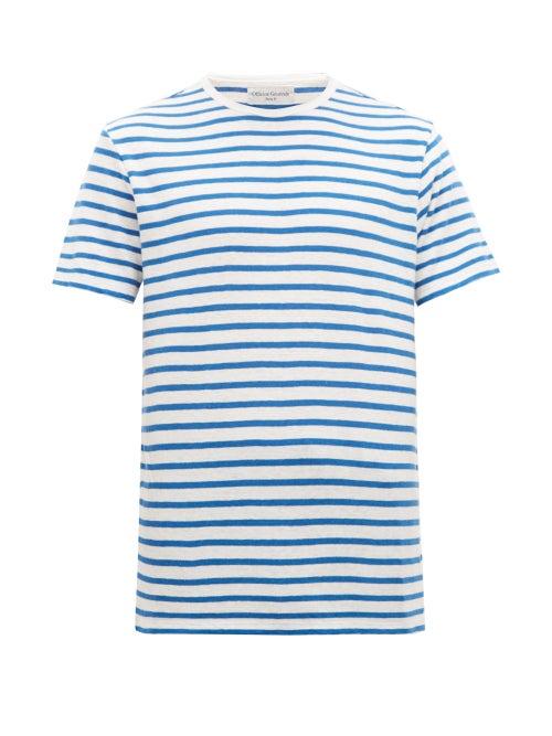 Matchesfashion.com Officine Gnrale - Striped Cotton Blend Jersey T Shirt - Mens - Blue White