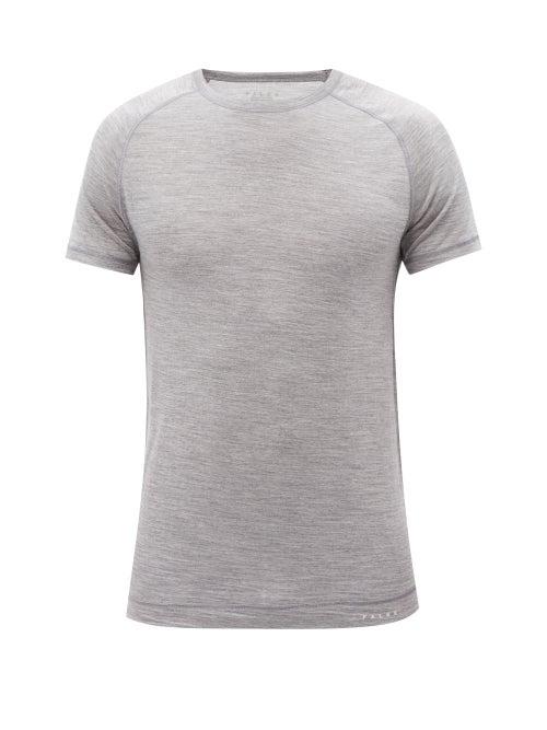 Falke Ess - Raglan Sleeve Wool-blend Jersey T-shirt - Mens - Grey